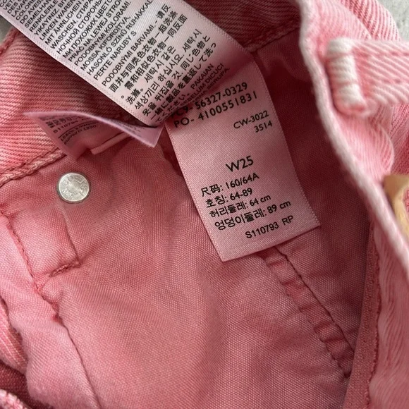Levi’s 501 Denim Shorts Coral Pink Cutoffs Button Fly - Picture 4 of 5